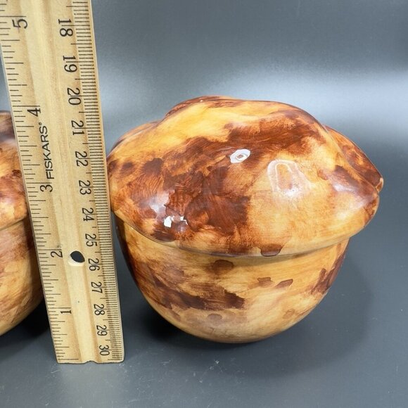 Italian Pottery Bread Pastry Cupcake Canister Jar Container Made In Italy Set 2 - Picture 3 of 13